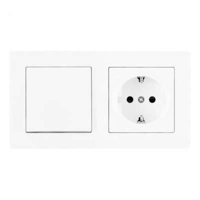 Выключатель одноклавишный с розеткой Arte Milano SET06-2-30-1-40-1 White