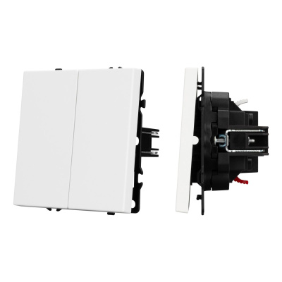 Механизм выключателя двухклавишный проходной Arlight SWT-NOBE-MKP2-SFPL-WH (230V, 10A) 054242