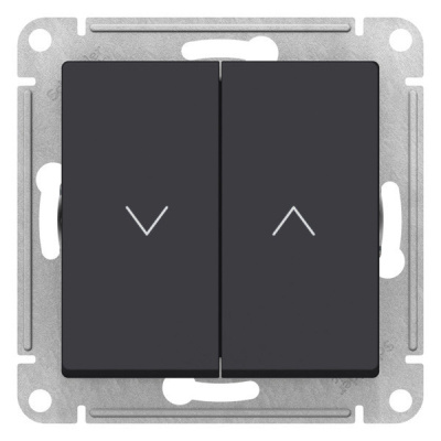 Выключатель 2-клавишный для жалюзи, 2х сх.4, 10А, Карбон Systeme Electric AtlasDesign ATN001019