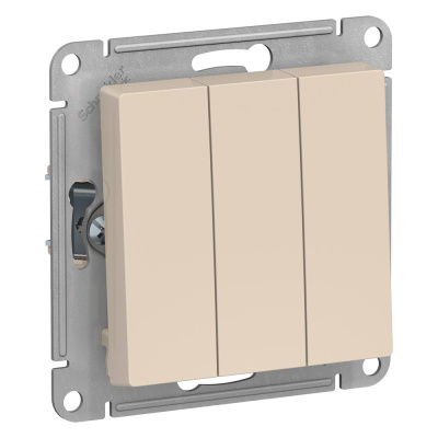 Выключатель 3-клавишный сх.1+1+1, 10АХ Systeme Electric AtlasDesign Бежевый ATN000231