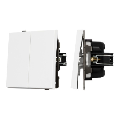 Механизм выключателя двухклавишный проходной Arlight SWT-TENDO-MKP2-PL-WH (230V, 10A) 054066