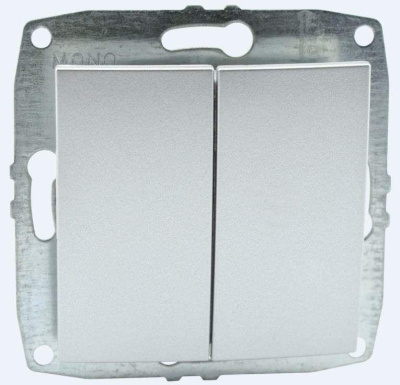Выключатель двухклавишный Mono Electric Despina-Larissa 10А 250В серебро 500-002125-102
