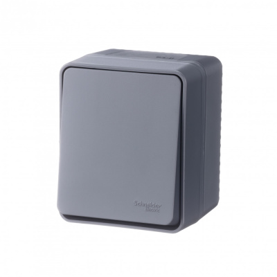 Выключатель 1-клавишный 10 АХ Systeme Electric AtlasDesign Profi54 Наруж Антрацит ATN544011