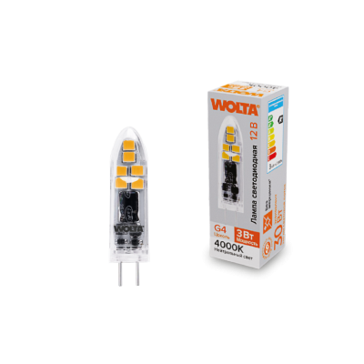 Светодиодная лампа WOLTA 3Вт 4000K G4 матовая WSTD-JC-12V3W4KG4-P