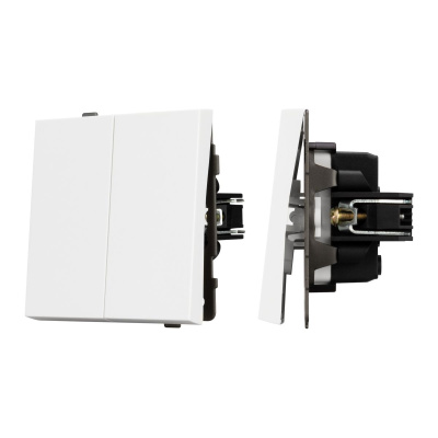 Механизм выключателя двухклавишный непроходной Arlight SWT-TENDO-MK02-PL-WH (230V, 10A) 054058