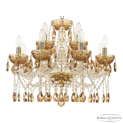 Подвесная люстра Bohemia Ivele Crystal 5413/8+4/200 G Amber/M-1F K777