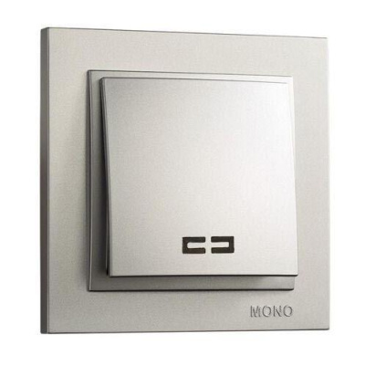 Выключатель одноклавишный с подсветкой Mono Electric Despina 10А 250В серебро 102-212125-101