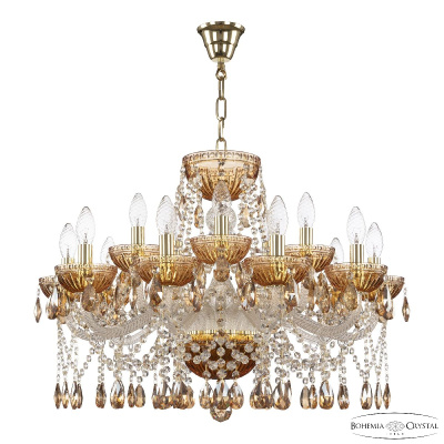 Подвесная люстра Bohemia Ivele Crystal 5413/10+5/240 G Amber/M-1G K721