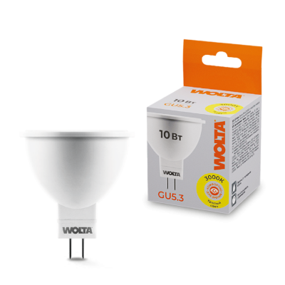Светодиодная лампа WOLTA 10Вт 3000K GU5.3 матовая 25YMR16-220-10GU5.3