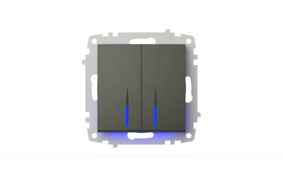 Выключатель двухклавишный с подсветкой ELBI Zena Vega 609-011100-203