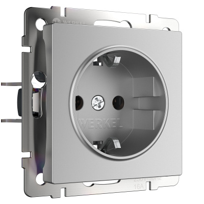 Розетка с заземлением Werkel серебряный W1171006 4690389157707 a050881