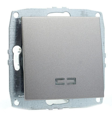 Выключатель одноклавишный с подсветкой Mono Electric Despina-Larissa 10А 250В антрацит 500-002425-101