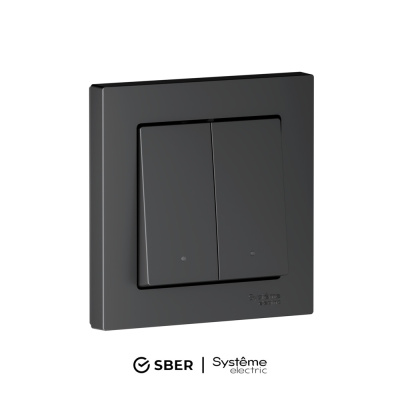 Выключатель 2-кл с подсв., Zigbee, сх.5, L+N, 10А SBER Systeme Electric AtlasDesign Smart Карбон ATN001053Z