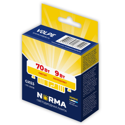 Лампа светодиодная Volpe Norma LED-GX53-9W/3000K/GX53/FR/NR UL-00011426