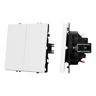 Механизм выключателя двухклавишный непроходной Arlight SWT-NOBE-MK02-SFPL-WH (230V, 10A) 054238