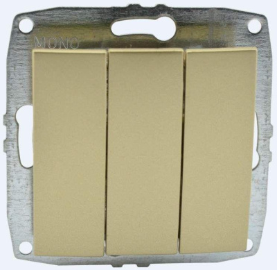 Выключатель трехклавишный Mono Electric Despina-Larissa 10А 250В титан 500-002222-114