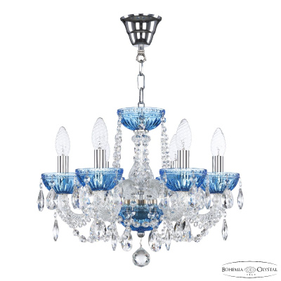 Подвесная люстра Bohemia Ivele Crystal 5402/6/141 Ni Aquamarine/M-1G