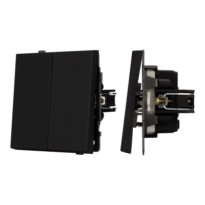 Механизм выключателя двухклавишный непроходной Arlight SWT-TENDO-MK02-SFPL-BK (230V, 10A) 054544