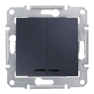 Выключатель двухклавишный с синей подсветкой Schneider Electric Sedna 10A 250V SDN0300370