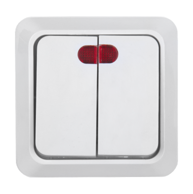 Выключатель 2-клавишный с подсветкой General Альфа 477003