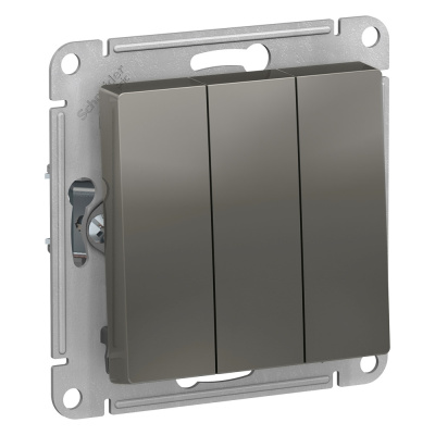 Выключатель 3-клавишный сх.1+1+1, 10АХ Systeme Electric AtlasDesign Сталь ATN000931