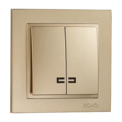 Выключатель двухклавишный с подсветкой Mono Electric Despina 10А 250В титан 102-222225-103