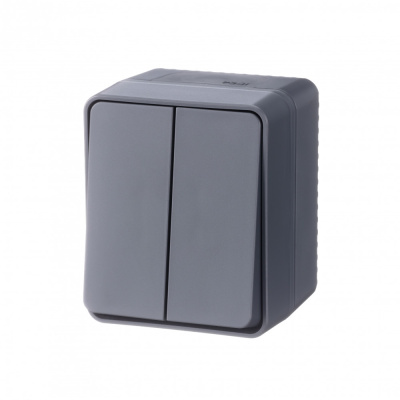 Выключатель 2-клавишный Systeme Electric AtlasDesign Profi54 Наруж Антрацит ATN544051
