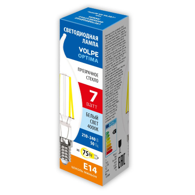 Лампа светодиодная Volpe Optima LED-CW35-7W/4000K/E14/CL/SLF UL-00008341