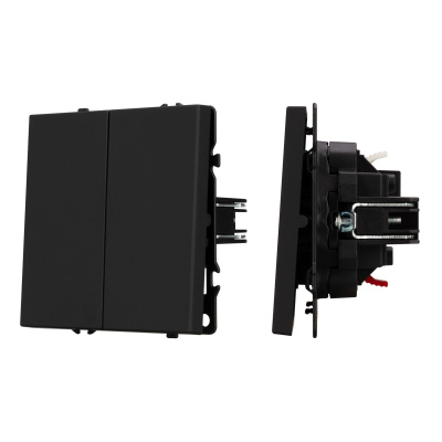 Механизм выключателя двухклавишный непроходной Arlight SWT-NOBE-MK02-SFPL-BK (230V, 10A) 054252