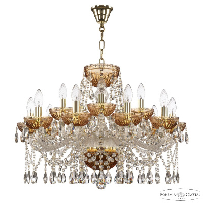 Подвесная люстра Bohemia Ivele Crystal 5413/10+5/240 G Amber/M-1G