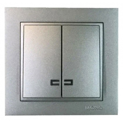 Выключатель двухклавишный с подсветкой Mono Electric Despina 10A 250В антрацит 102-242425-103