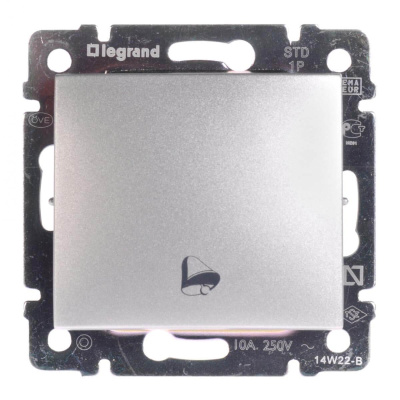 Выключатель кнопочный одноклавишный Legrand Valena Звонок алюминий 770216