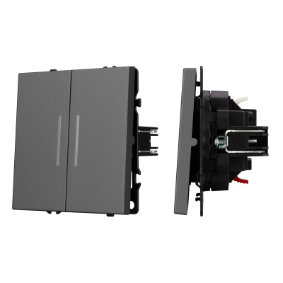 Механизм выключателя двухклавишный непроходной Arlight LED SWT-NOBE-MK02-SFPL-L-GR (230V, 10A) 054266