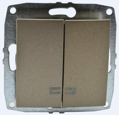 Выключатель двухклавишный с подсветкой Mono Electric Despina-Larissa 10А 250В бронза 500-002325-103