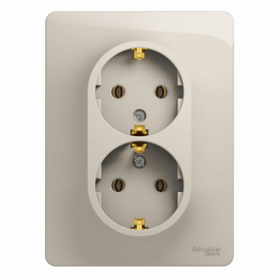 Розетка 2-ая с/з (в сборе) Systeme Electric Glossa Молочный GSL000924