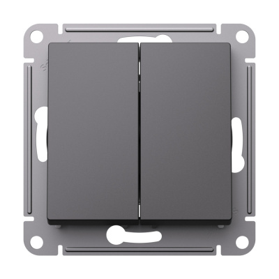 Переключатель 2-клавишный перекрестный, 2 x сх. 7, 10АХ, механизм Systeme Electric AtlasDesign Базальт ATN001473