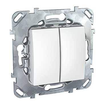 Переключатель двухклавишный Schneider Electric Unica 10AX 250V MGU5.213.18ZD