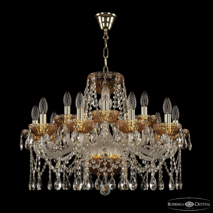 Подвесная люстра Bohemia Ivele Crystal 5413/10+5/240 G Amber/M-1G