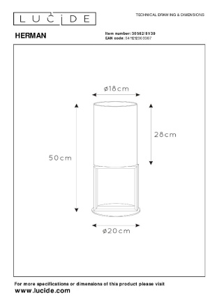 Настольная лампа Lucide Herman 30562/81/30