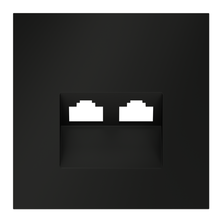 Накладка для розетки компьютерной двойной RJ45+RJ45 кат.6 Voltum S70 (черный матовый) VLS001408