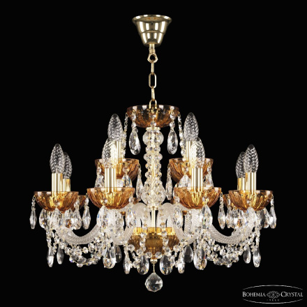 Подвесная люстра Bohemia Ivele Crystal 5402/8+4/195 G Amber/M-1H