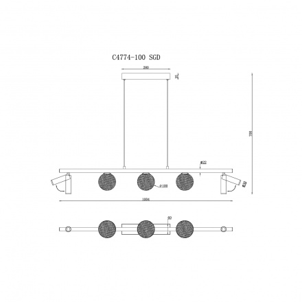 Подвесная люстра iLedex Telescope C4774-100 SGD