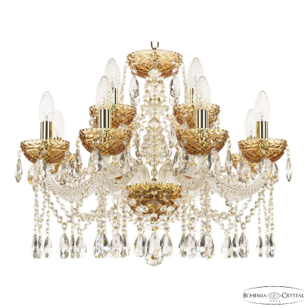 Подвесная люстра Bohemia Ivele Crystal 5413/8+4/200 G Amber/M-1F