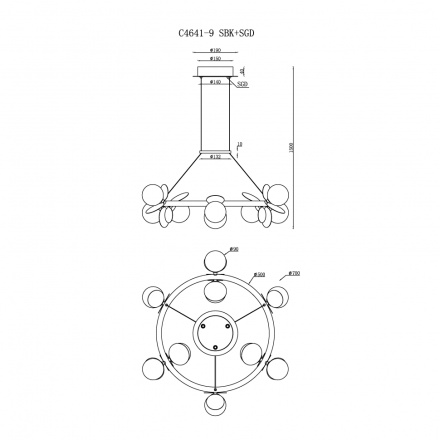 Подвесная люстра iLedex Savage C4641-9 MBK+SGD
