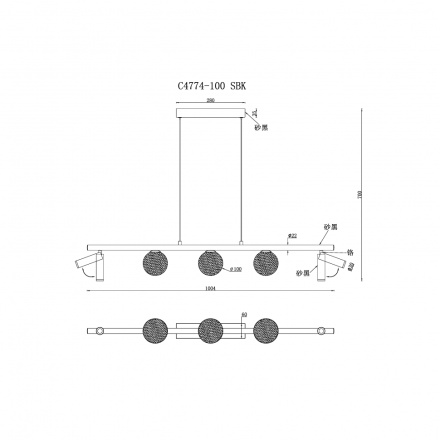 Подвесная люстра iLedex Telescope C4774-100 SBK
