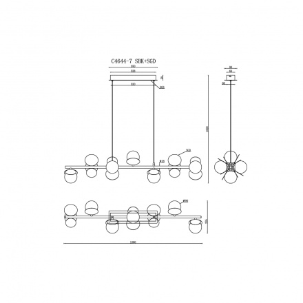 Подвесная люстра iLedex Savage C4644-7 MBK+SGD