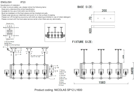 Подвесная люстра Crystal Lux NICOLAS SP12 L1600 GOLD/WHITE