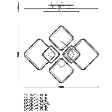 Потолочная люстра Seven Fires Loki SF7063/7C-AB-BL