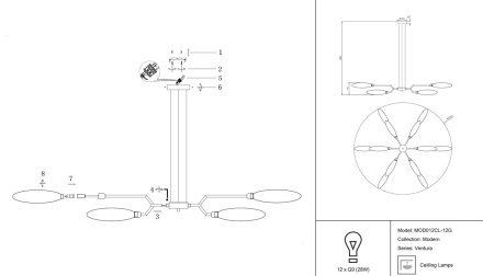 Подвесная люстра Maytoni Ventura MOD012CL-12G