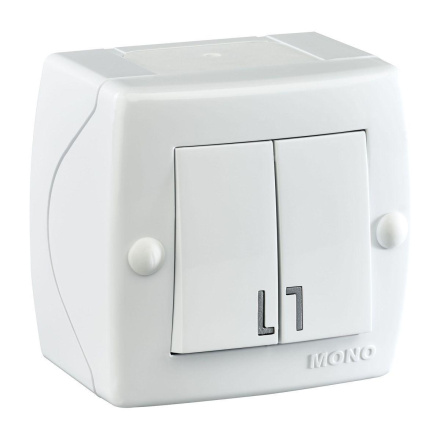 Выключатель двухклавишный Mono Electric Octans IP20 10А 250В белый 104-010101-102
